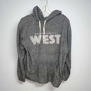 MV Sport Hoodie Medium Women’s Pullover Fleece‎ marled black grey flec long warm